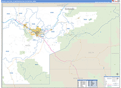 Grand Junction Metro Area Wall Map Basic Style 2026
